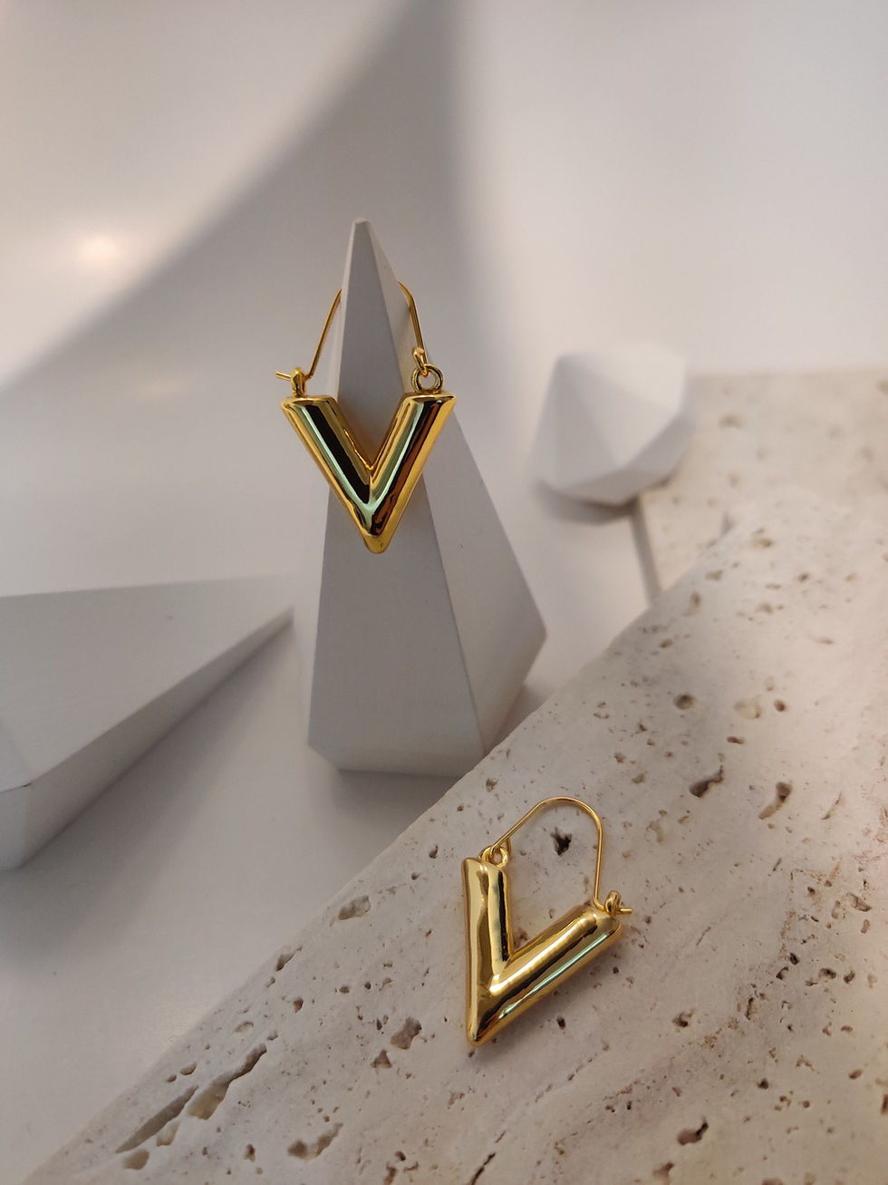 Thumbnail: Chunky Triangle Hoop Earrings | Solid Heavy 