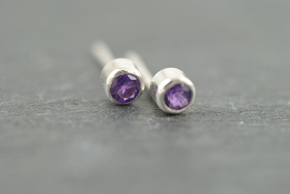Amethyst & Sterling Silver Stud Earrings