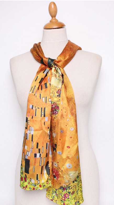 Écharpe 100 % Soie naturelle -  KLIMT - Le Baiser