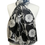 Thumbnail: 100% Silk Pareo/Scarf - Black and White - Floral Theme