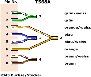 RJ-45 Stecker Verkabelung