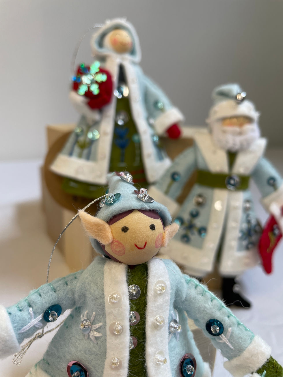 Handmade felt embroidered Christmas ornaments