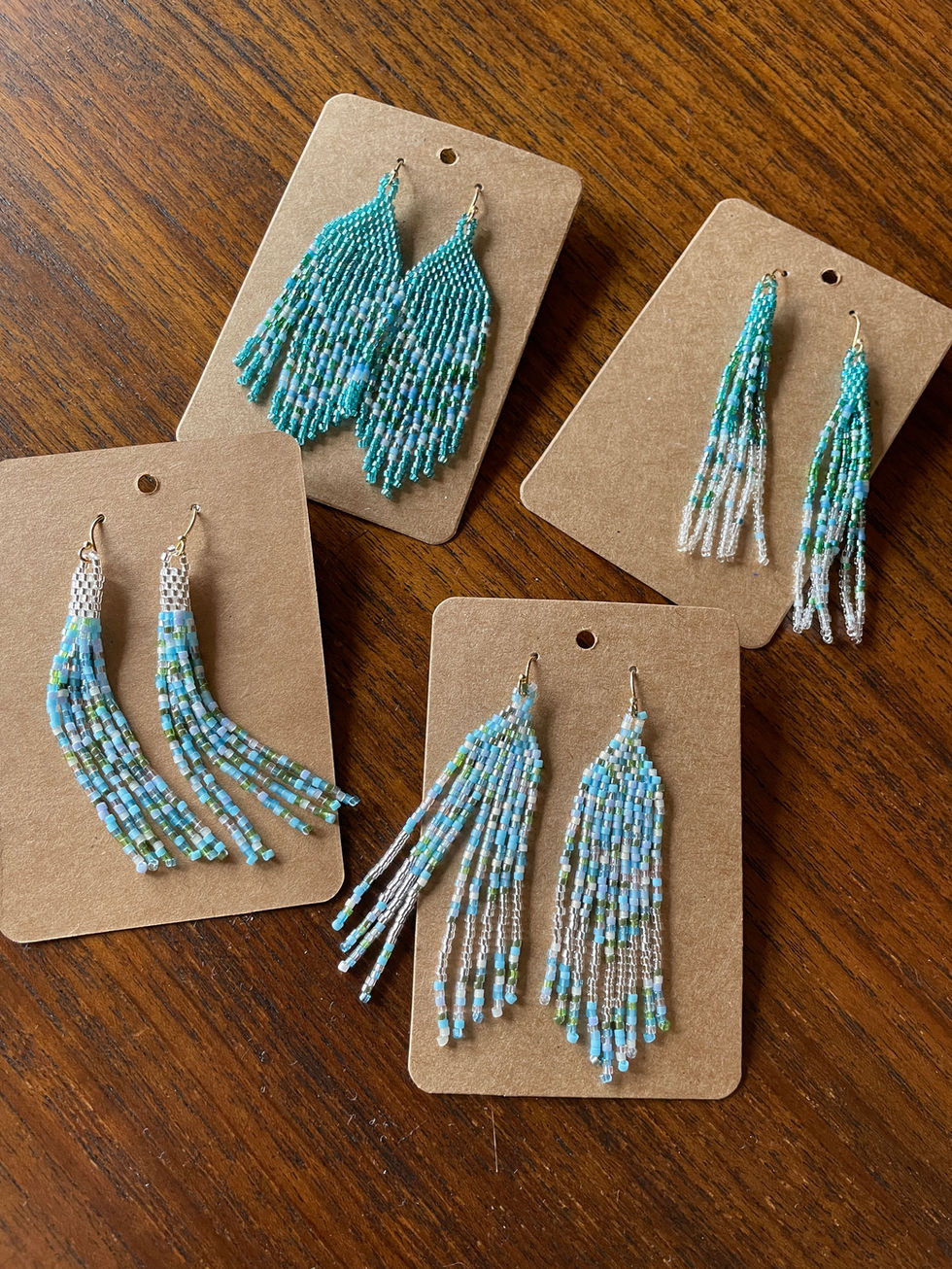 Handmade bead tassel and fringe earrings