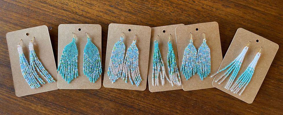 Handmade bead tassel and fringe earrings