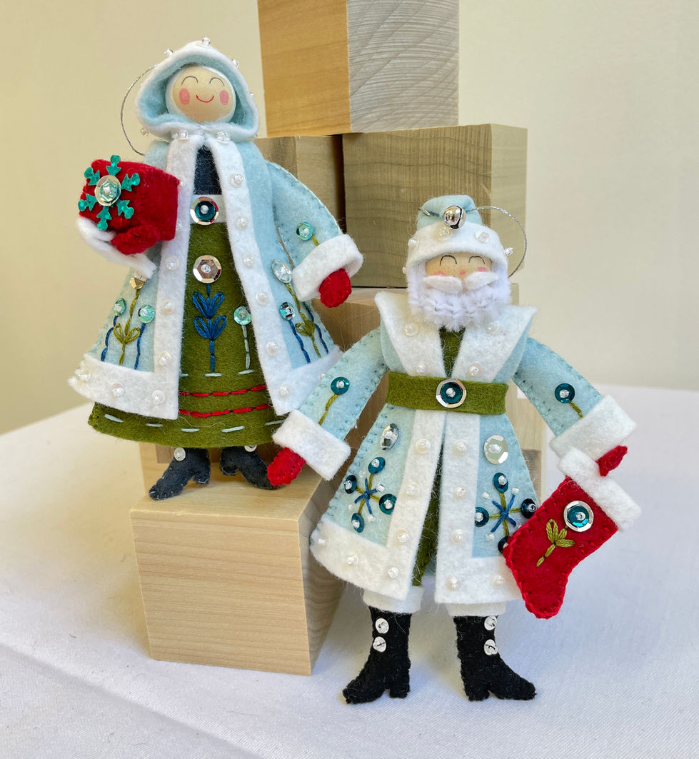 Handmade felt embroidered Christmas ornaments