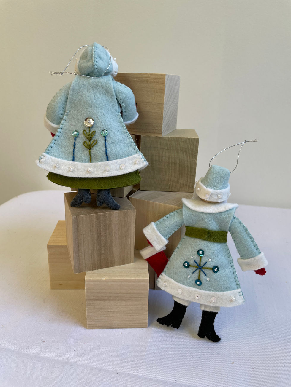 Handmade felt embroidered Christmas ornaments