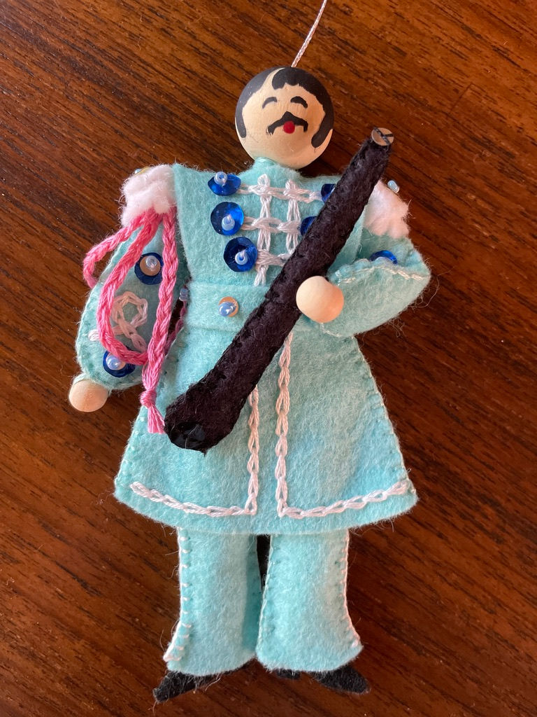 Handmade embroidered Beatles ornaments