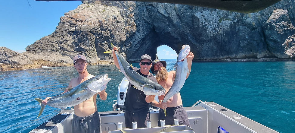 Group kingfish trip - Hole in the Rock in the background
