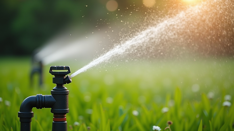 Close-up view of a well-maintained irrigation system in a lush garden