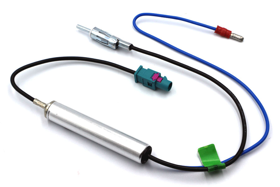 (21-123K) Fakra to DIN aerial adapter cable with 12v phantom power and bullets