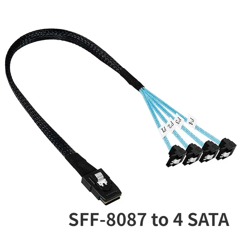 Internal Mini SAS SFF-8087 To 4 SATA 3.0 Right Angled Converter Cable 36-Pin To