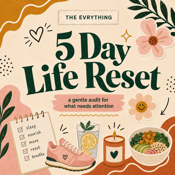 5 days to fix your life with a notebook and relaxing cream colored backgrou