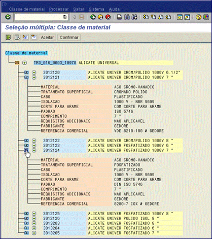 Padronização Materiais Classificador SAP