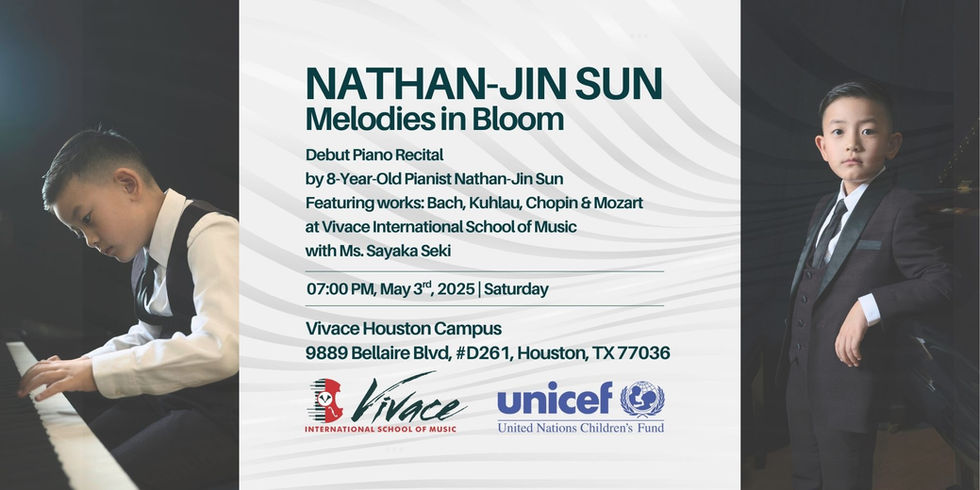 Melodies in Bloom: Debut Piano Recital by 8-Year-Old Pianist Nathan-Jin Sun | Vivace International School of Music