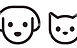 chat-et-chien-sur-l-icone-de-la-ligne-de-tete-pictogramme-simple-face-animal-noir-et-blanc