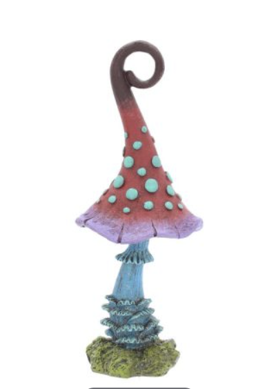Thumbnail: Hand-painted fairy toadstool ornament with bright colours, designed as a whimsical 24cm decorative piece