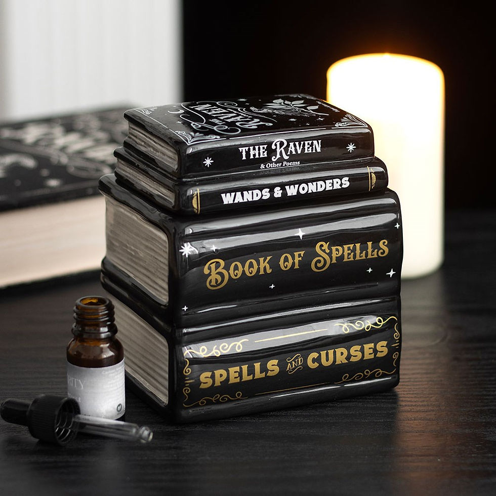 Book of spells oil burner and wax warmer in gothic style