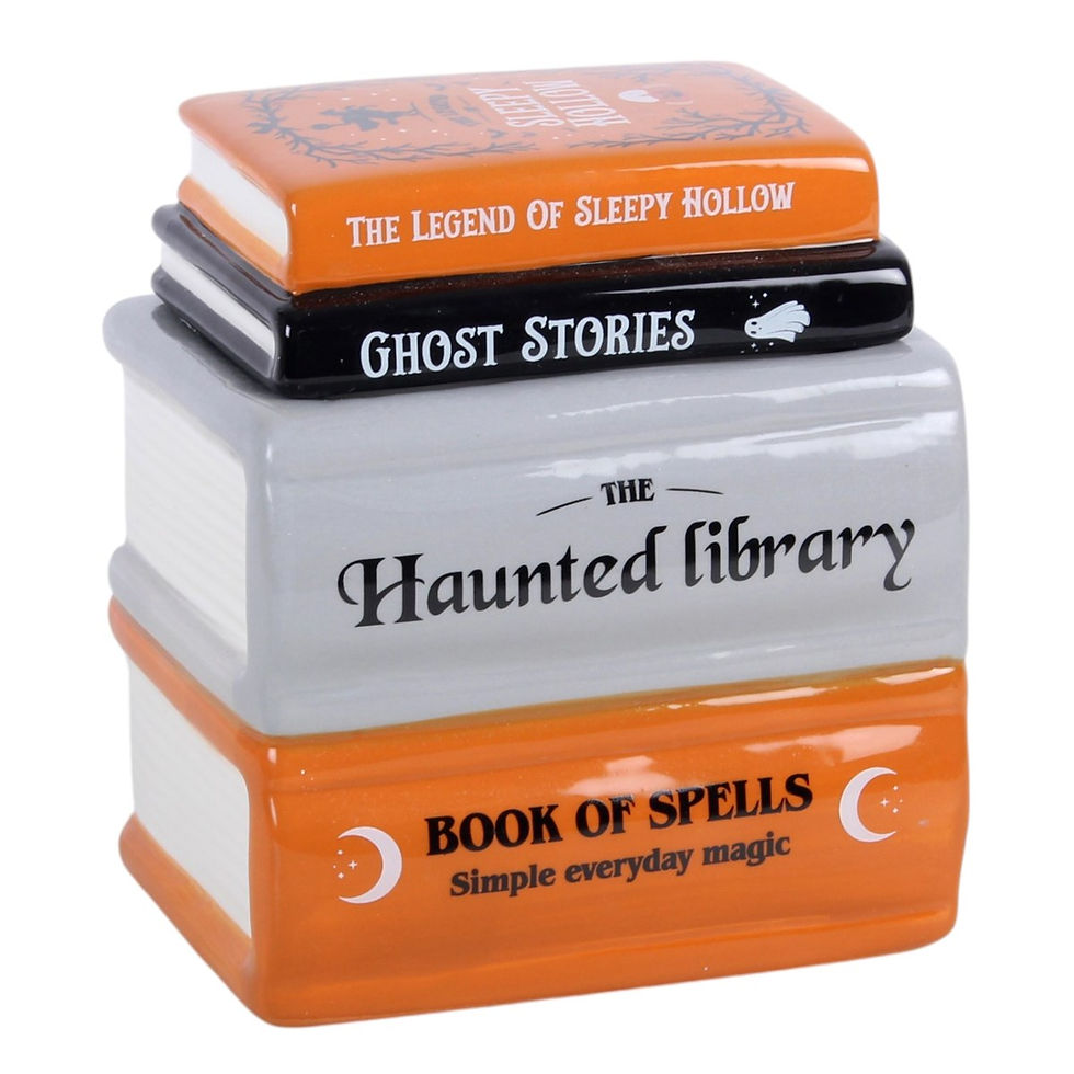Thumbnail: Haunted library book stack oil burner and wax warmer.