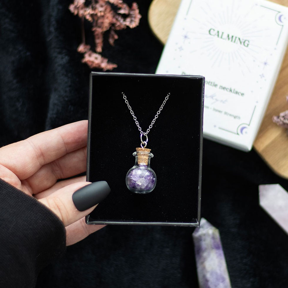 Thumbnail: Calming Amethyst crystal chip potion bottle necklace