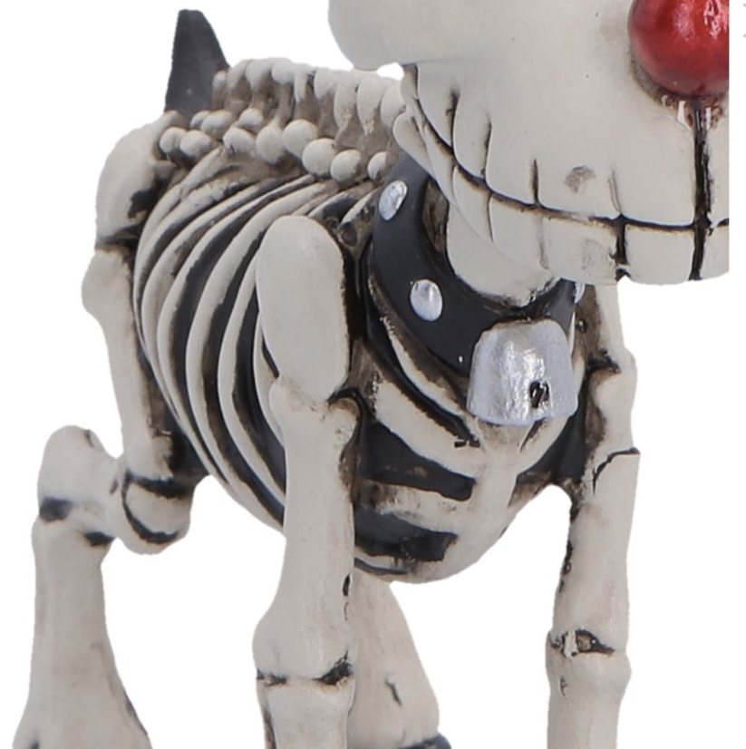 Rudi gothic skeletal Christmas reindeer figurine 10.7cm by Nemesis Now with skull antlers and red nose