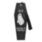 Coffin-shaped bookmark with ghost design and black tassel