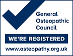 General Osteopathic Council we're registered logo