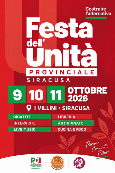 FESTA DELL'UNITÀ 9-10-11 OTTOBRE 2026