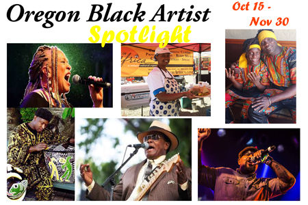 collage photo of featured artists at the Oregon Black Artist Spotlight