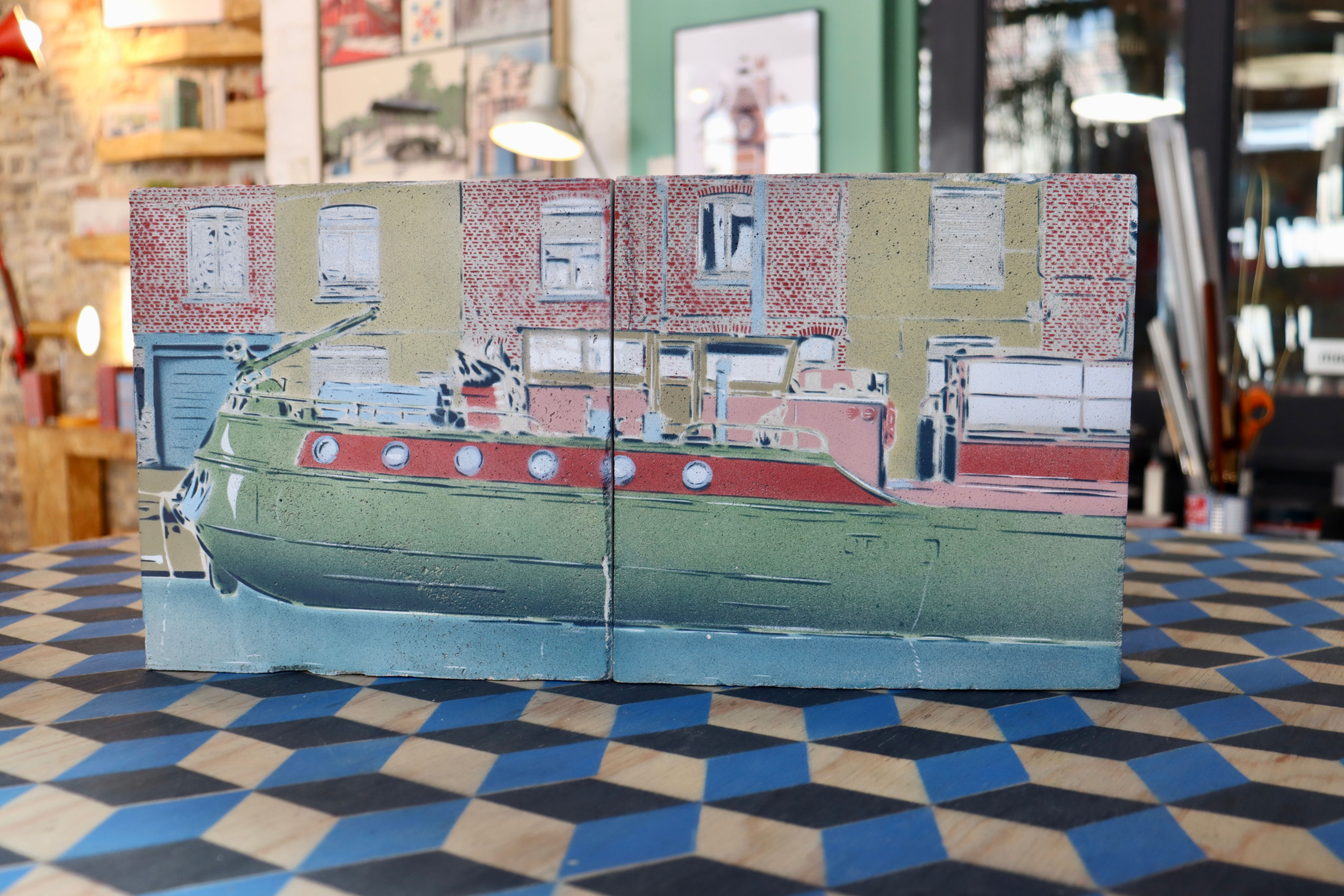 Diptyque blocs de béton 20x20cm - Lille, le Quai de l’Ouest