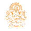 オレンジ色のガネーシャのイラスト