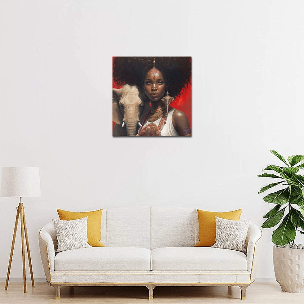 Thumbnail: Crimson & Cream Queen Upgraded Canvas Print 16"x16"