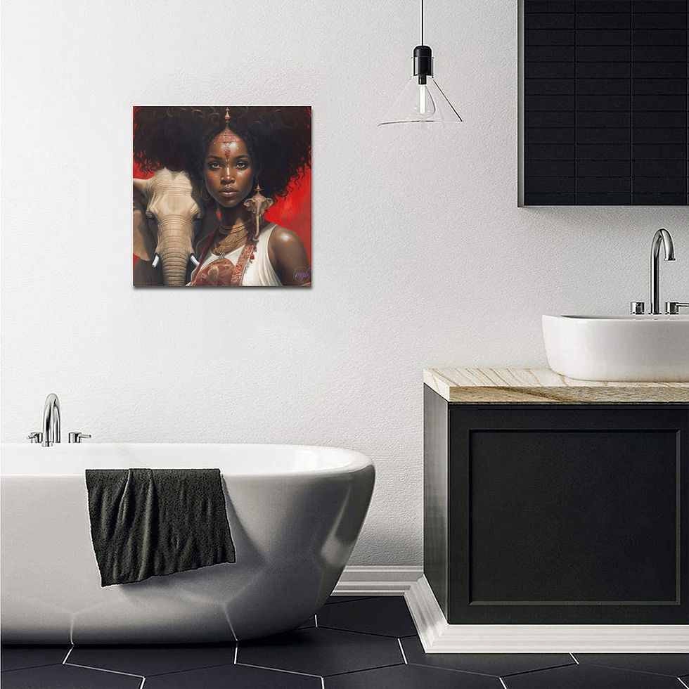 Thumbnail: Crimson & Cream Queen Upgraded Canvas Print 16"x16"
