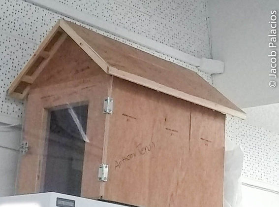 A small wooden house made for a class