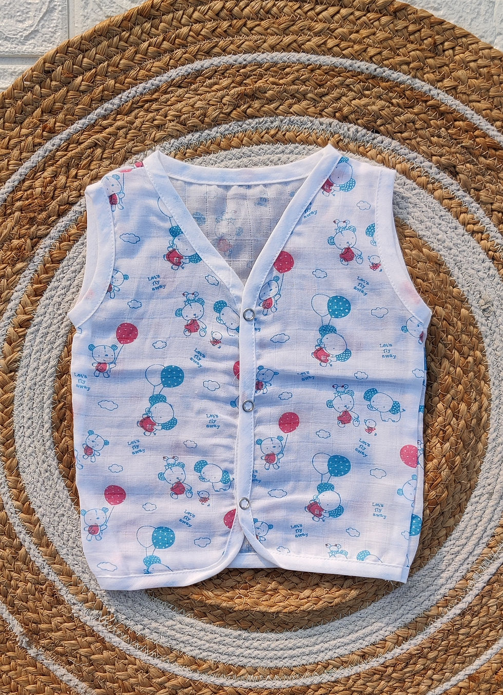 Muslin Button Jabla 6-12m - Blue Bear