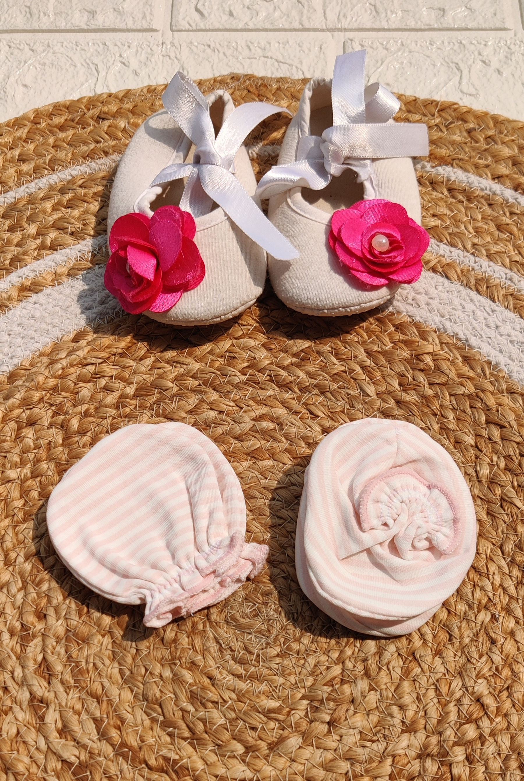 Mitten Socks Set - Pink Stripes