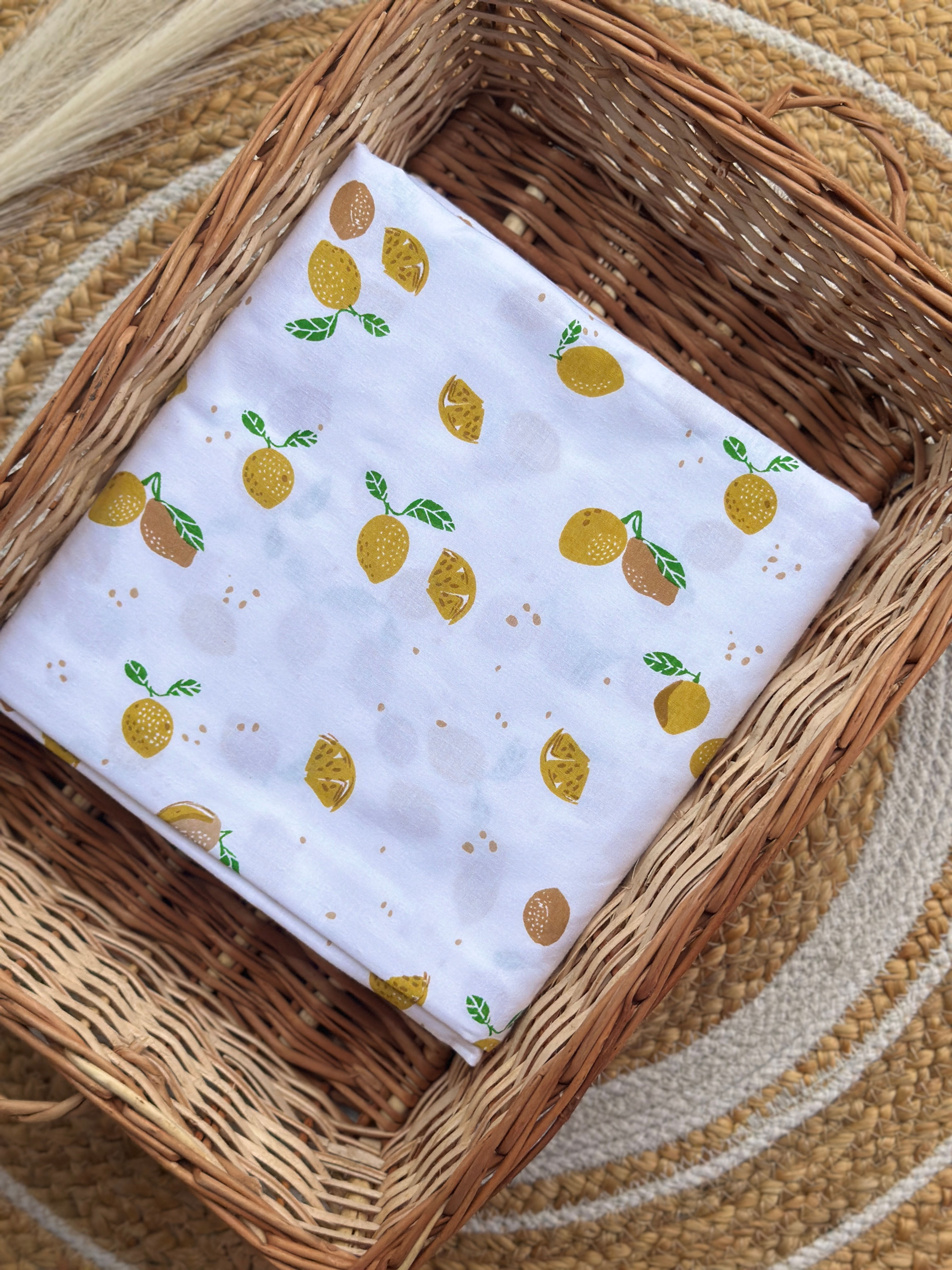 Pure cotton Thottil/cradle cloth - Lemon