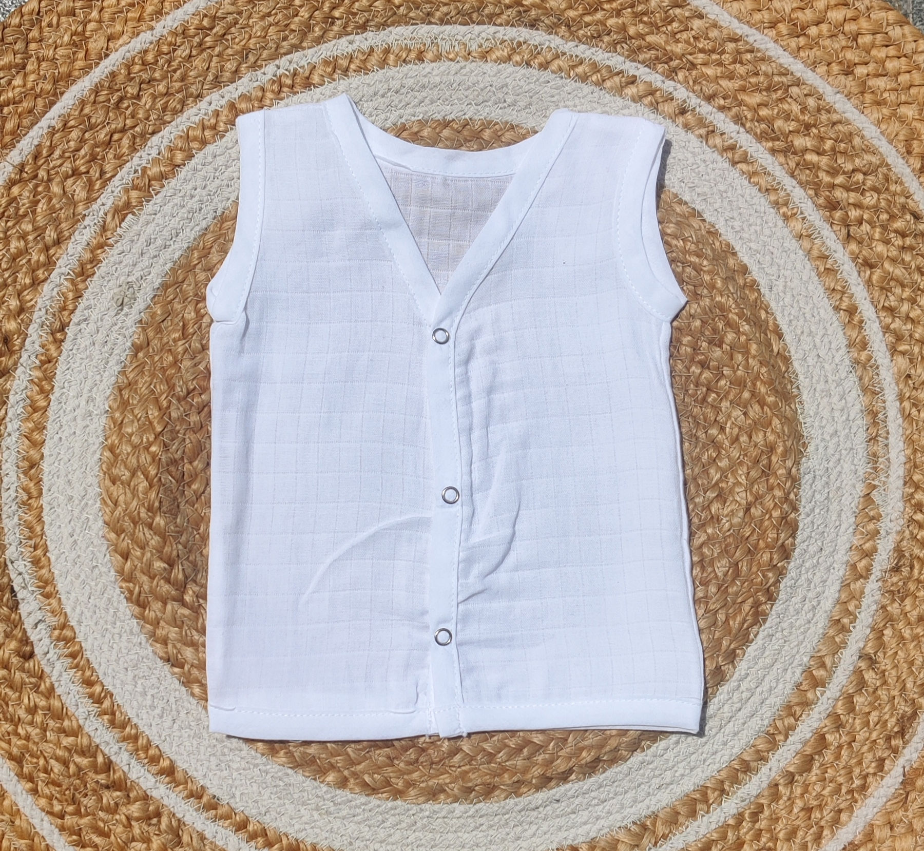 Muslin Button Jabla 0-3m - Pure white