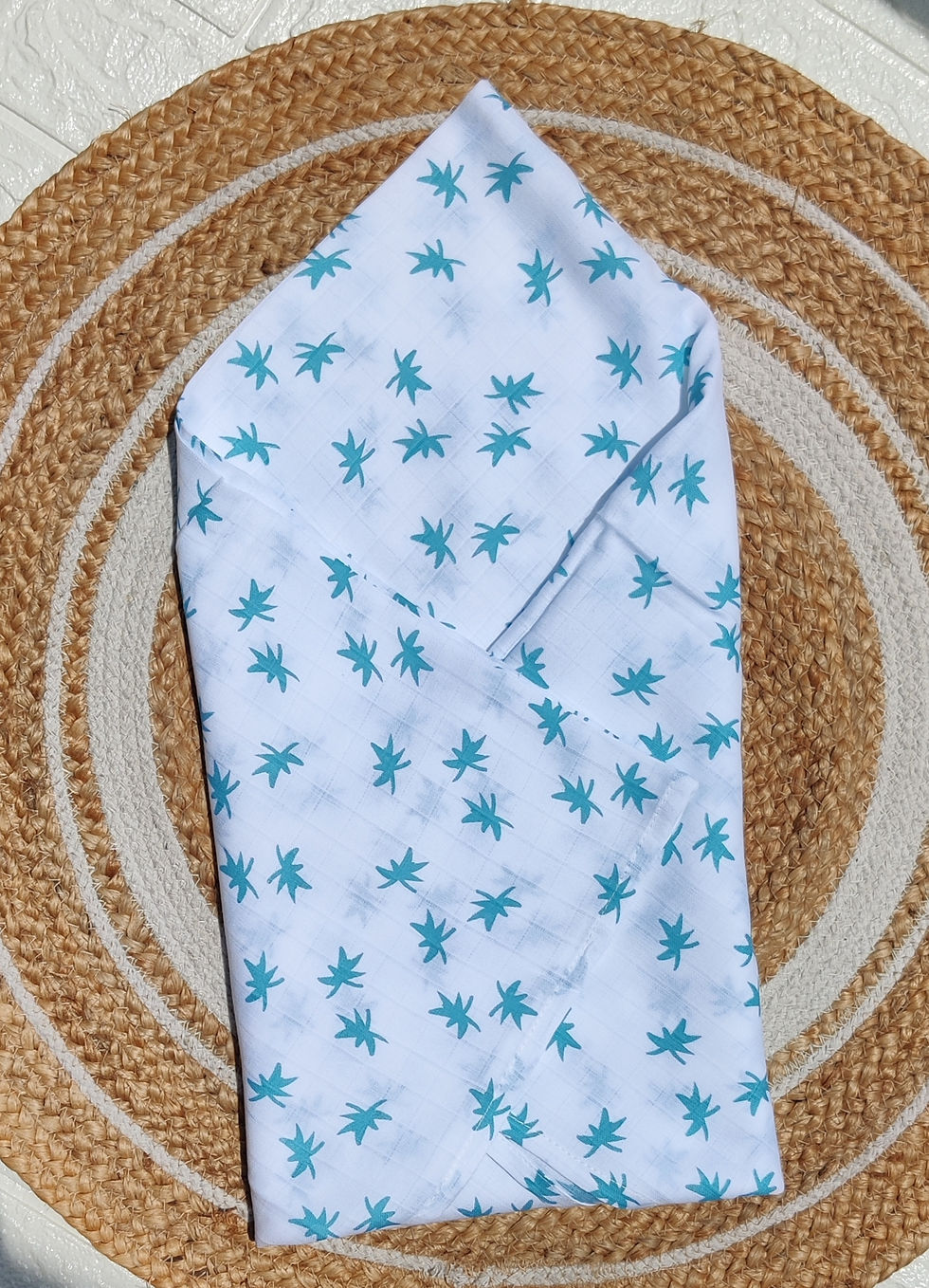 Muslin Swaddle - Blue Leaf