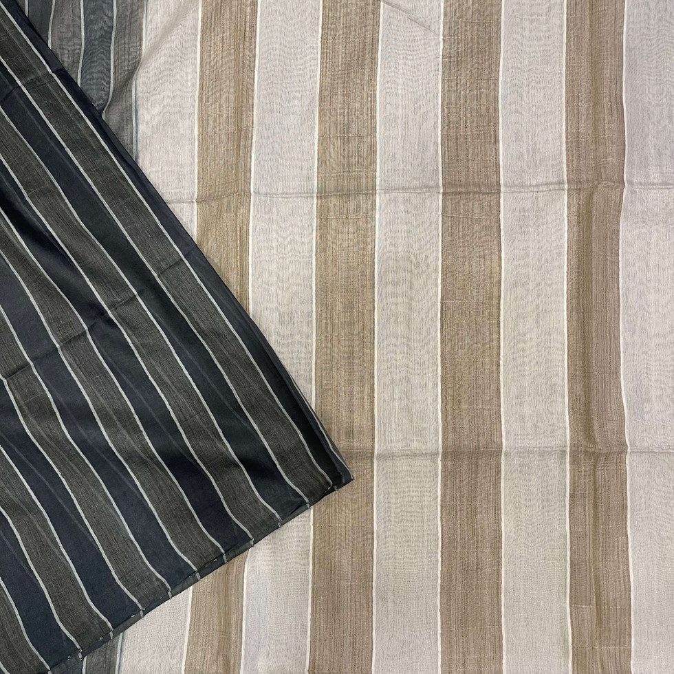 Grey Stripes Tussar Silk Saree/ bhagalpur sarees/ silk sarees/ ratansilksarees