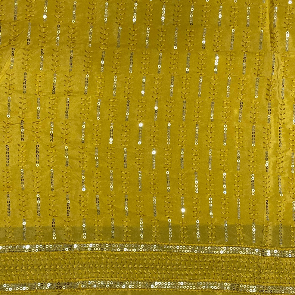 Yellow Fancy Georgette With Contrast Sequence Blouse