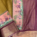 mustard yellow & wine combination/ intricate doll figures/ fancy georgette sarees