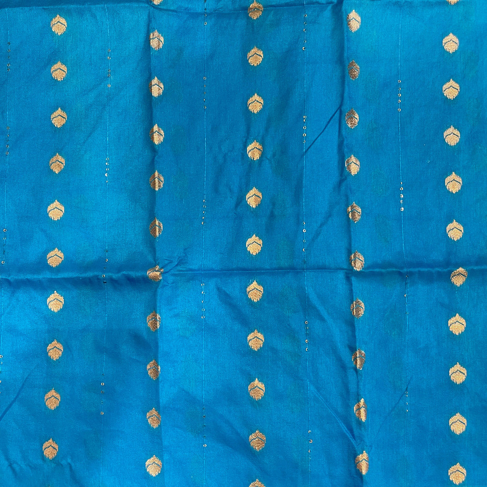 yellow & blue cutwork saree/ scallop border fancy saree/ yellow & blue combination saree