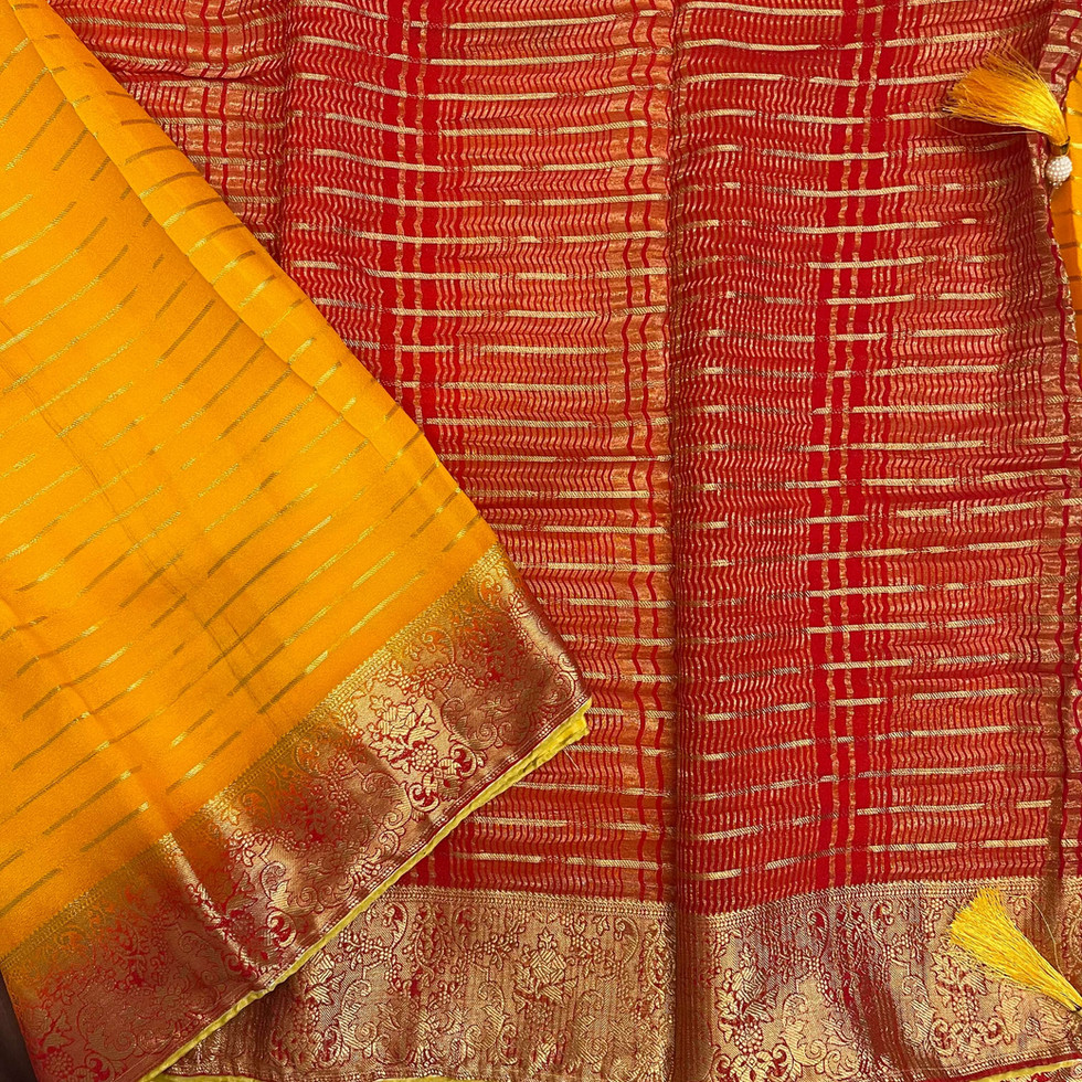 Yellow Fancy Georgette With Contrast Sequence Blouse