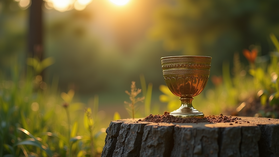 Close-up view of Nityasa Havan Cup on a nature backdrop