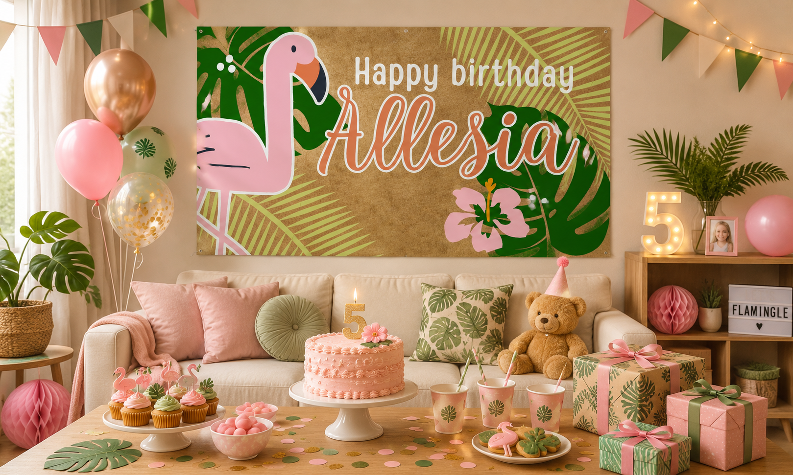Flamingo Birthday Banner