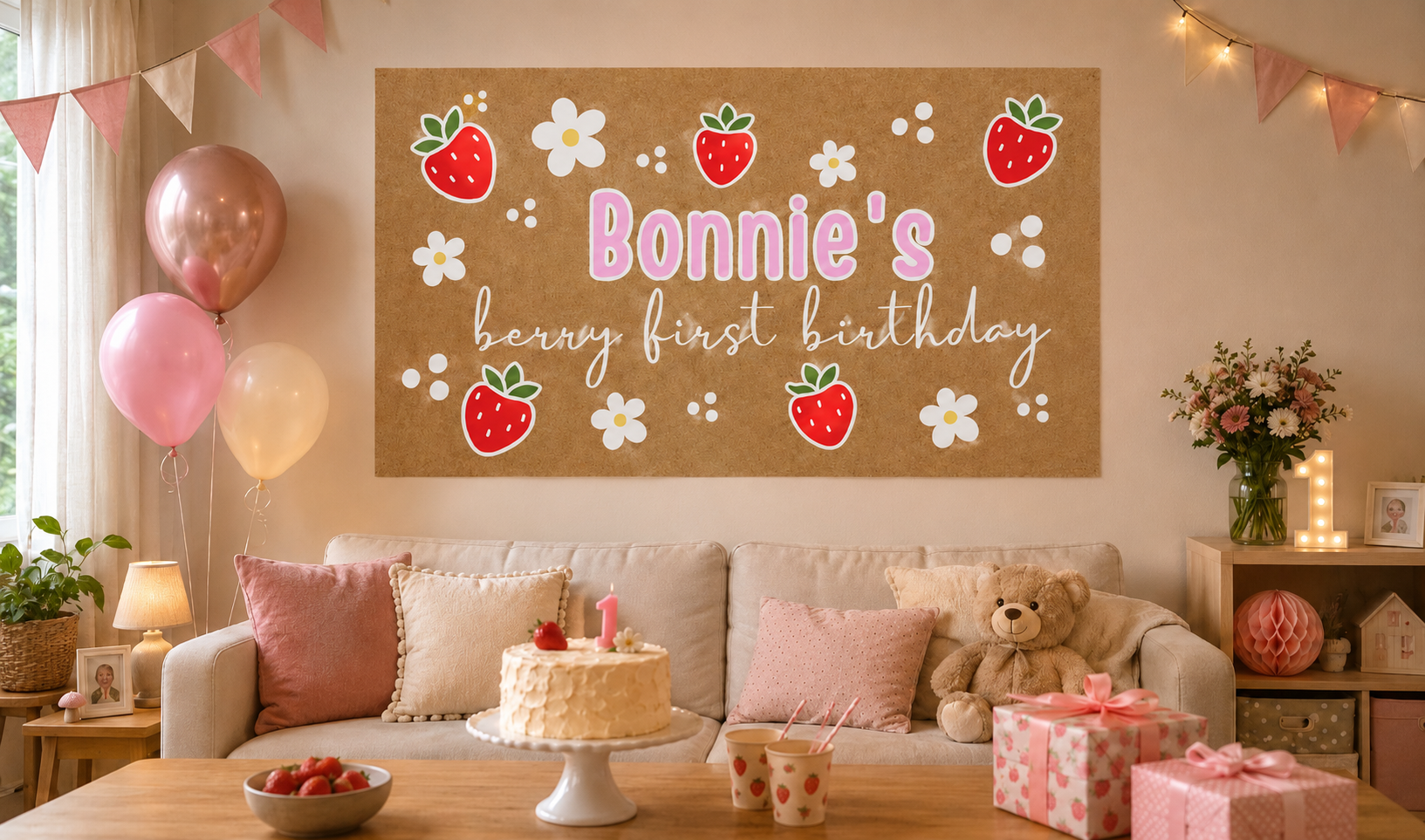 Berry First Birthday Banner