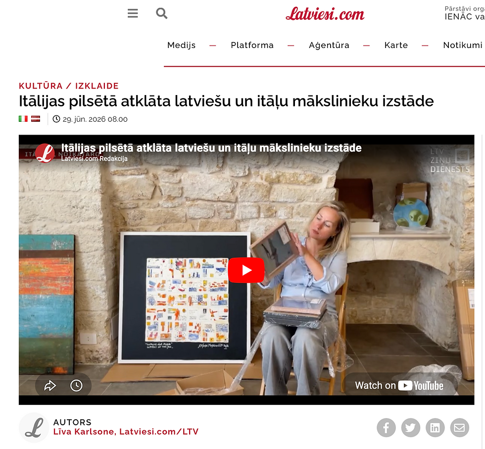 Itālijas pilsētā atklāta latviešu un itāļu mākslinieku izstāde