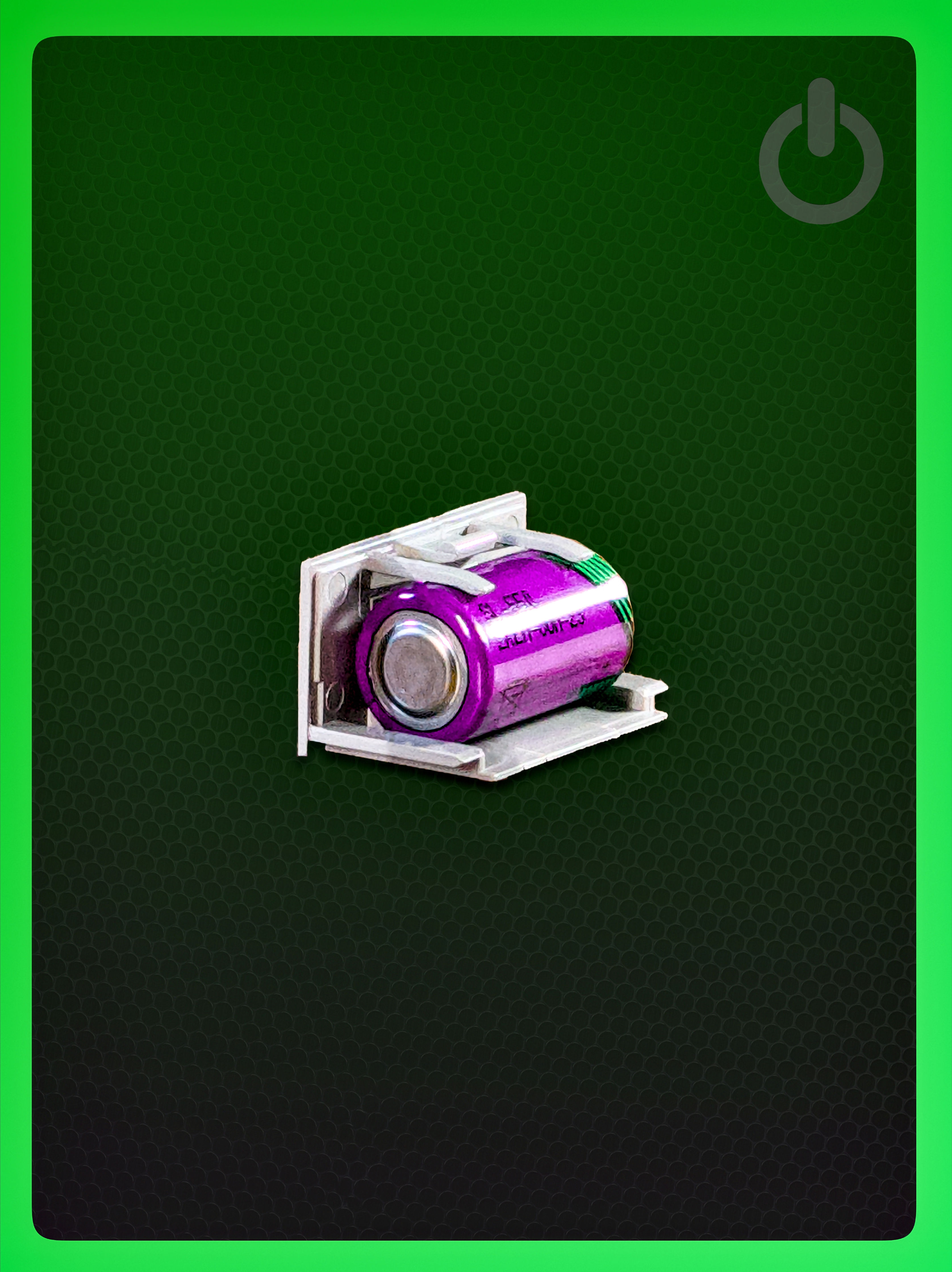 SPARE BATTERY close-up perspective