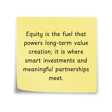 Sticky note with equity management quote