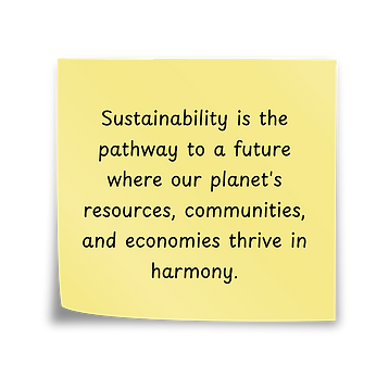 Sticky note with sustainability quote written on it